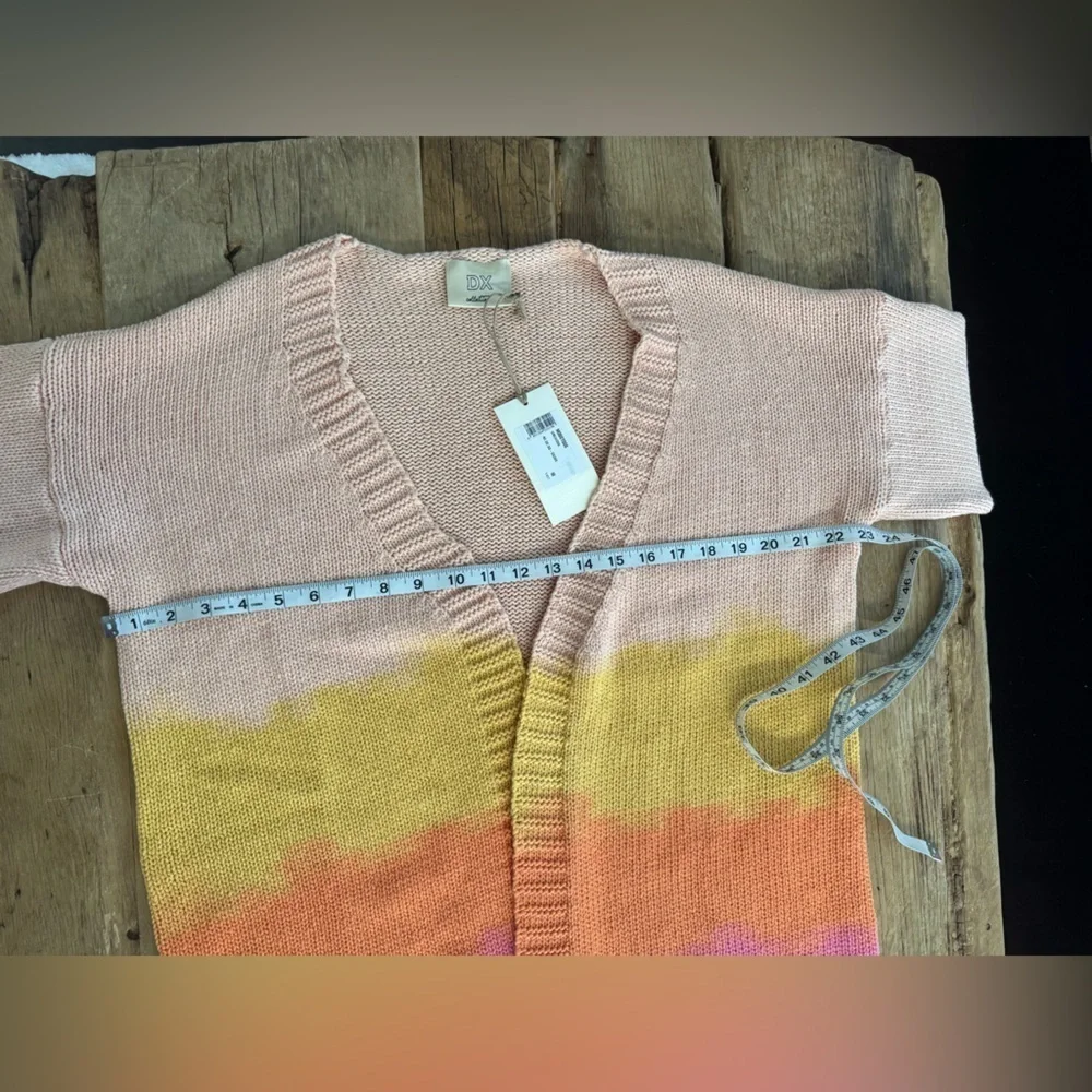 NWT DX Collection Vibrant Gradient Open Cardigan ~ Large~ fringe sleeve